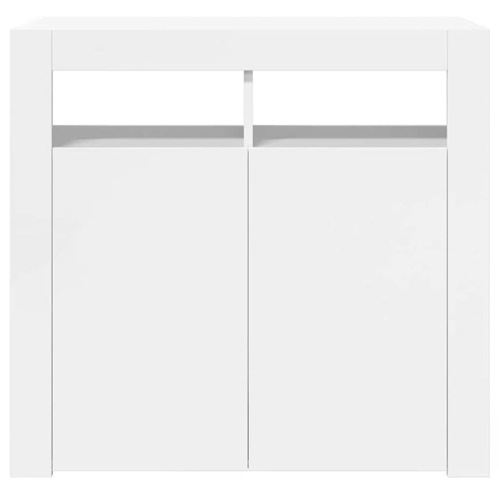 skænk med LED-lys 80x35x75 cm hvid højglans