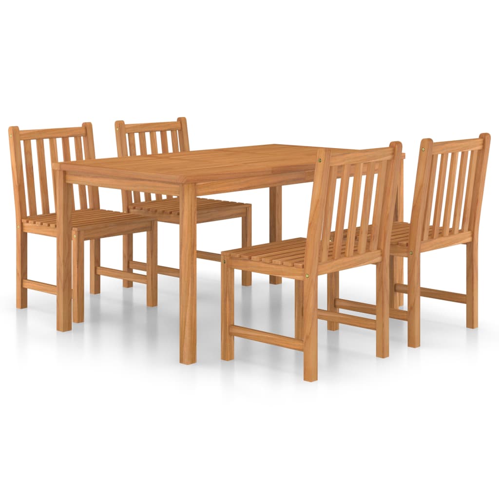 5-delt havespisesæt 150x90 cm massivt teaktræ