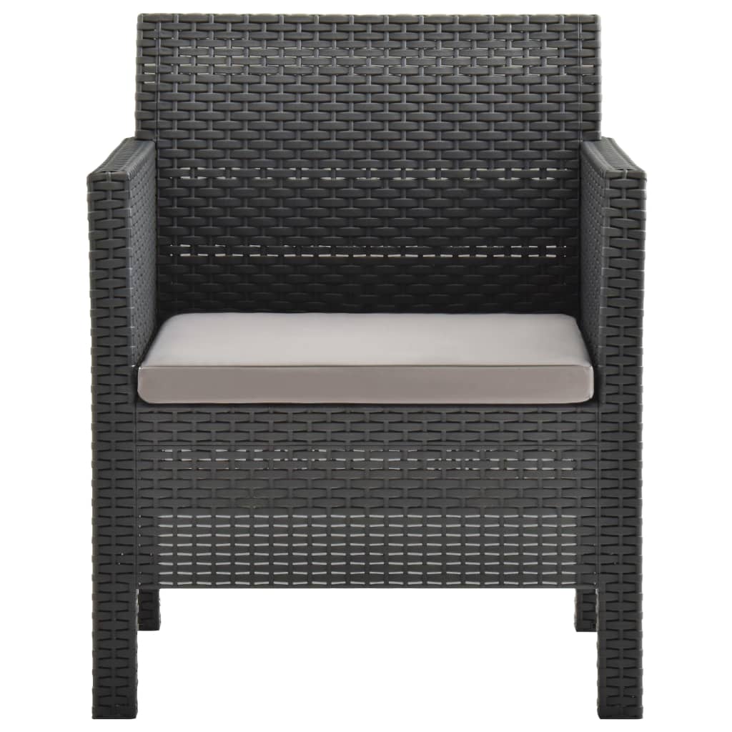 havestol med hynde antracit 63x65x76 cm PP rattan