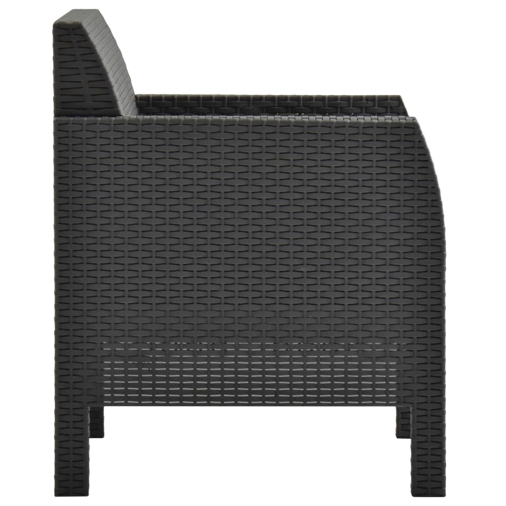 havestol med hynde antracit 63x65x76 cm PP rattan