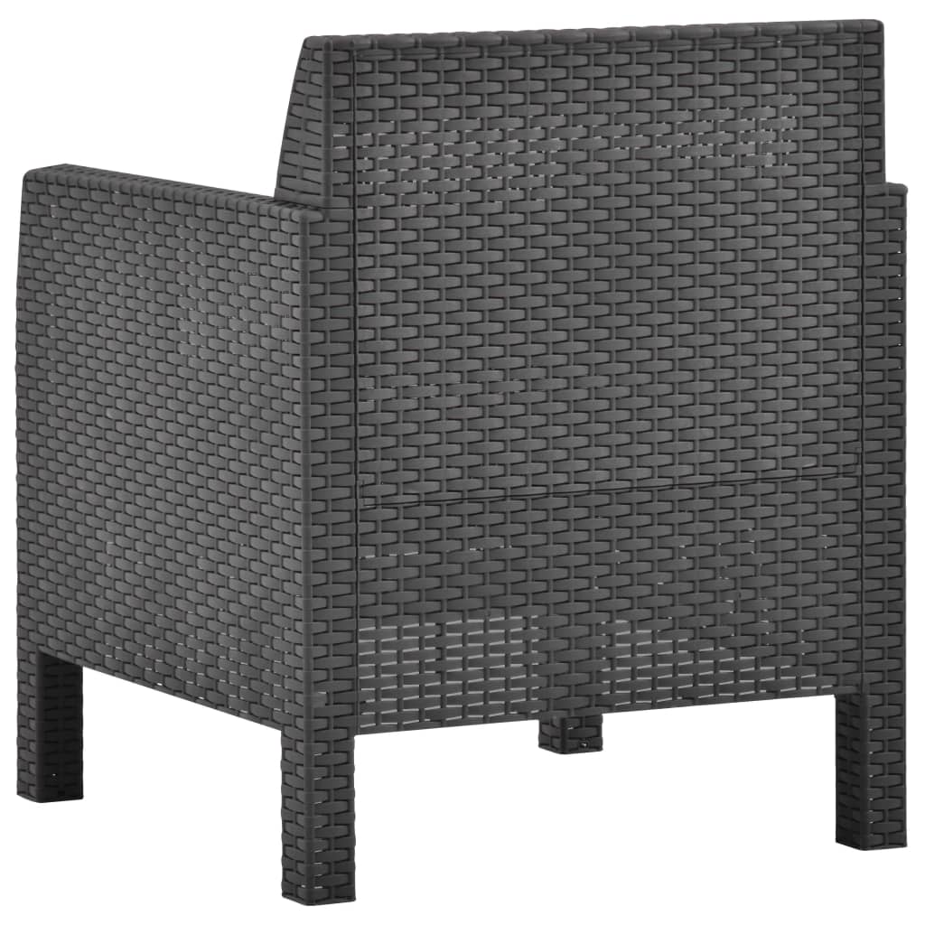havestol med hynde antracit 63x65x76 cm PP rattan