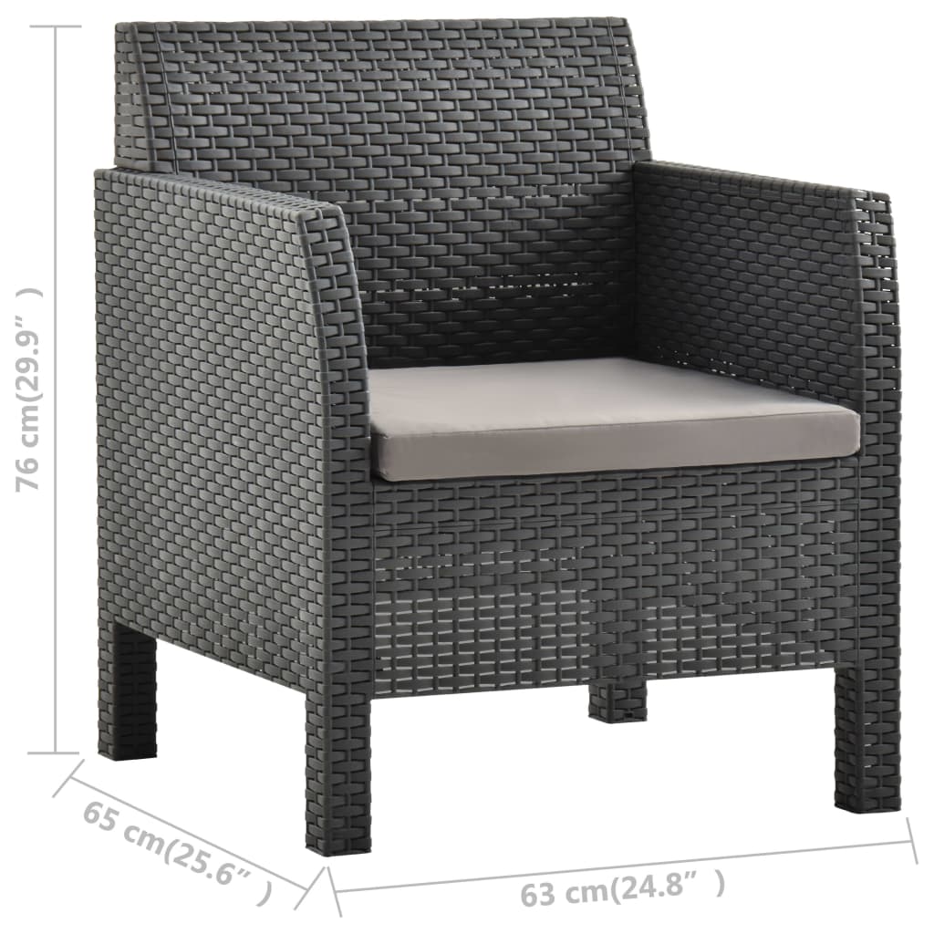 havestol med hynde antracit 63x65x76 cm PP rattan