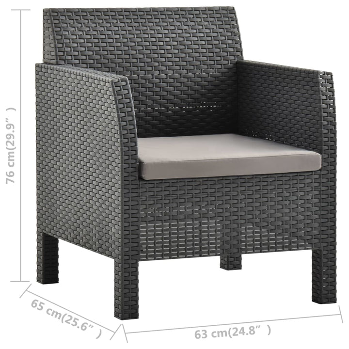 havestol med hynde antracit 63x65x76 cm PP rattan