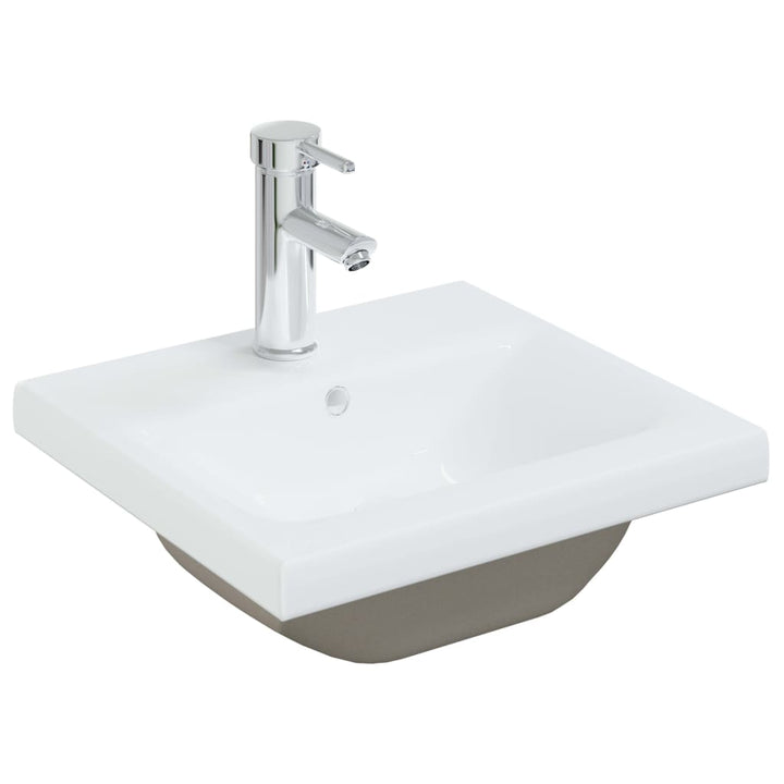indbygget håndvask med hane 42x39x18 cm keramisk hvid