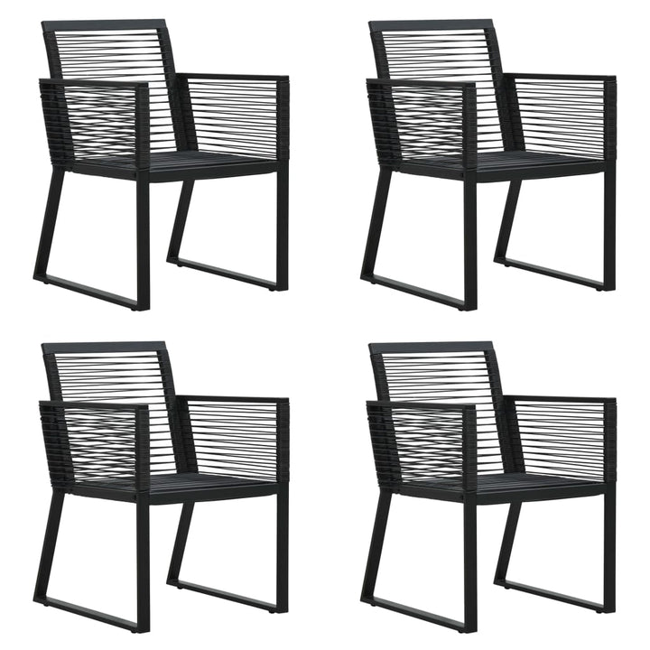 udendørs spisebordssæt 5 dele PVC-rattan sort