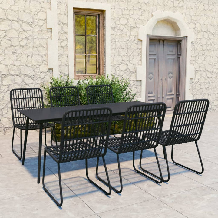 udendørs spisebordssæt 7 dele polyrattan og glas