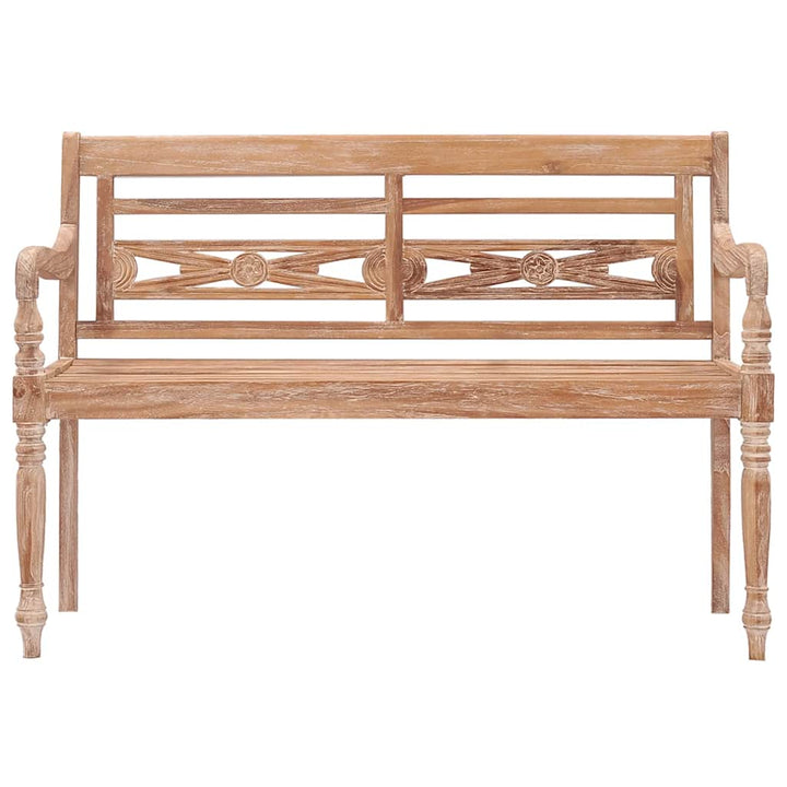 Batavia-bænk 120 cm massivt teaktræ hvidtet finish