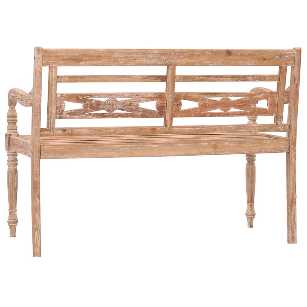 Batavia-bænk 120 cm massivt teaktræ hvidtet finish