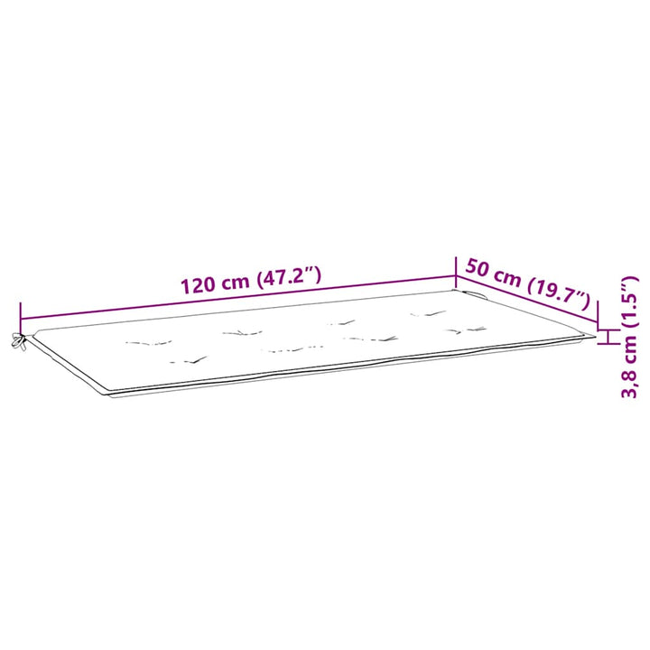 Batavia-bænk med kongeblå hynde 120 cm massivt teaktræ