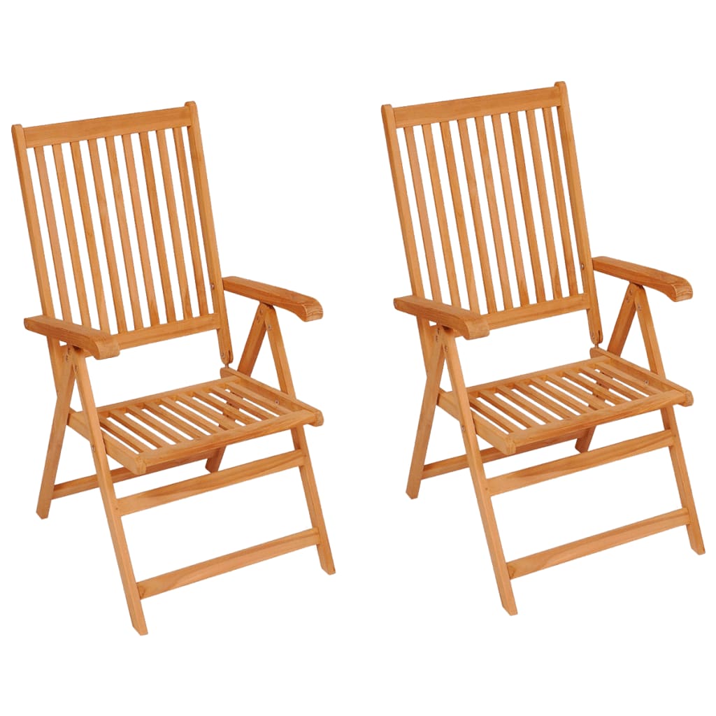 havestole 2 stk. med beige hynder massivt teaktræ