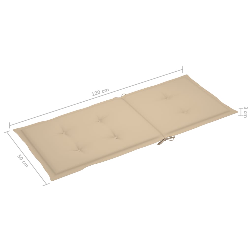 havestole 2 stk. med beige hynder massivt teaktræ