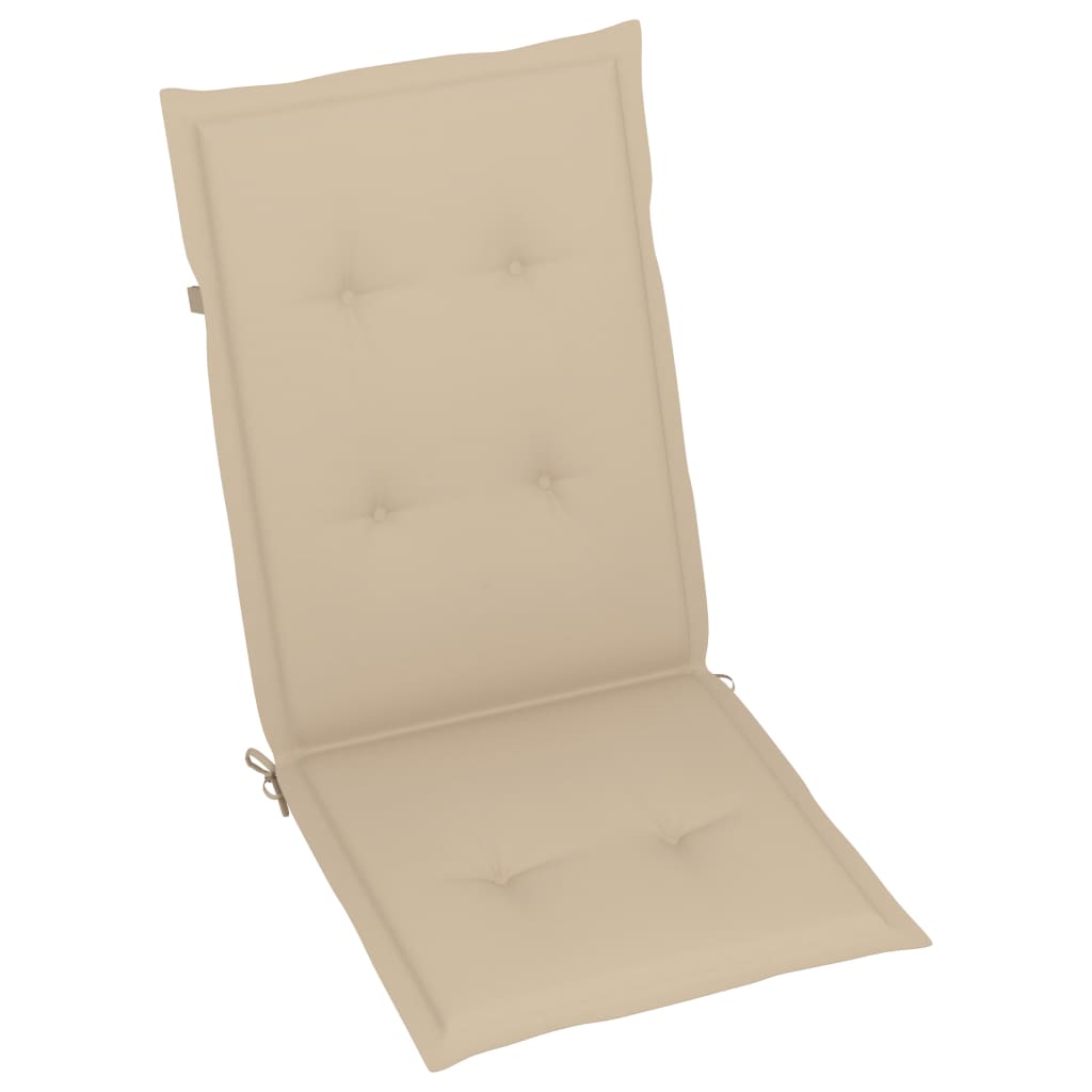 havestole 2 stk. med beige hynder massivt teaktræ