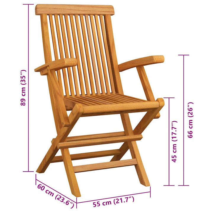 havestole med beige hynder 6 stk. massivt teaktræ