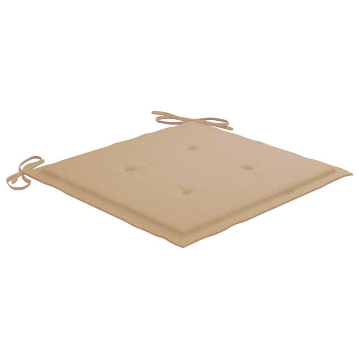 havestole med beige hynder 6 stk. massivt teaktræ
