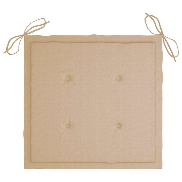 havestole med beige hynder 6 stk. massivt teaktræ