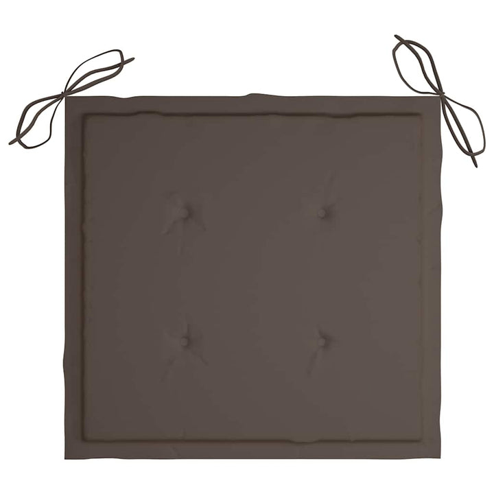 havestole med gråbrune hynder 6 stk. massivt teaktræ