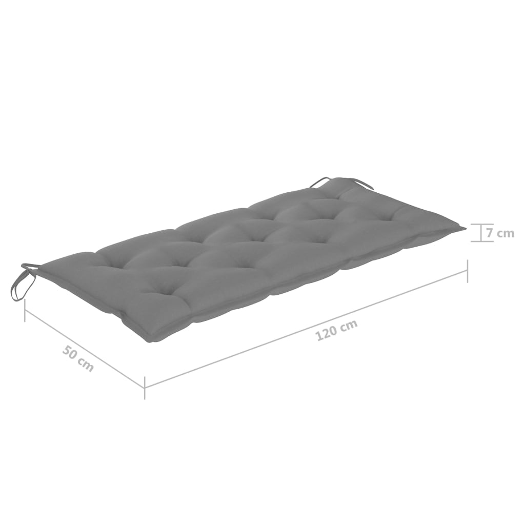 gyngesofa med grå hynde 170 cm massivt teaktræ