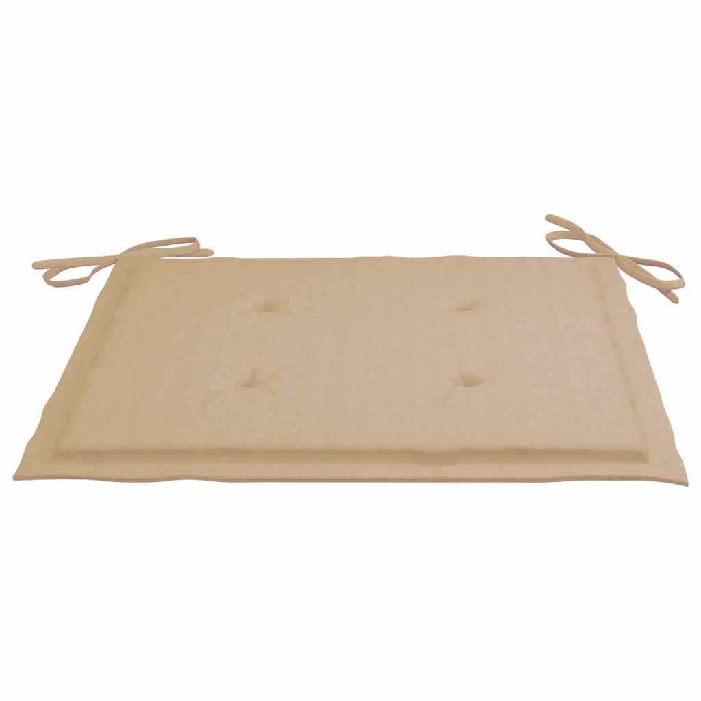 havestole 2 stk. med beige hynder massivt teaktræ