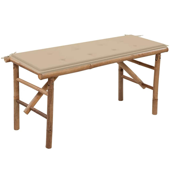 foldbar havebænk med hynde 118 cm bambus