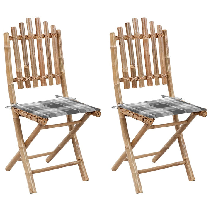 foldbare havestole 2 stk. med hynder bambus