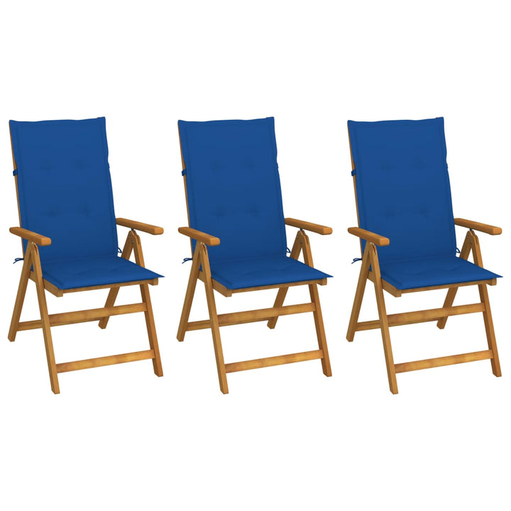 foldbare havestole 3 stk. med hynder massivt akacietræ