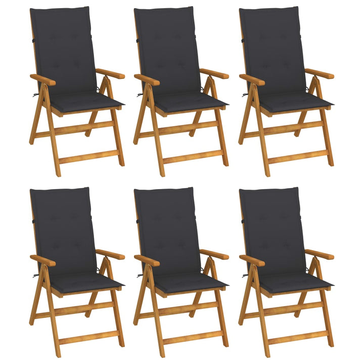 foldbare havestole 6 stk. med hynder massivt akacietræ