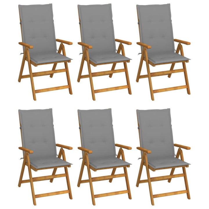 foldbare havestole 6 stk. med hynder massivt akacietræ