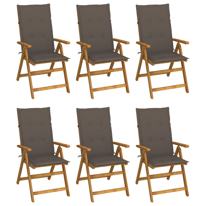 foldbare havestole 6 stk. med hynder massivt akacietræ