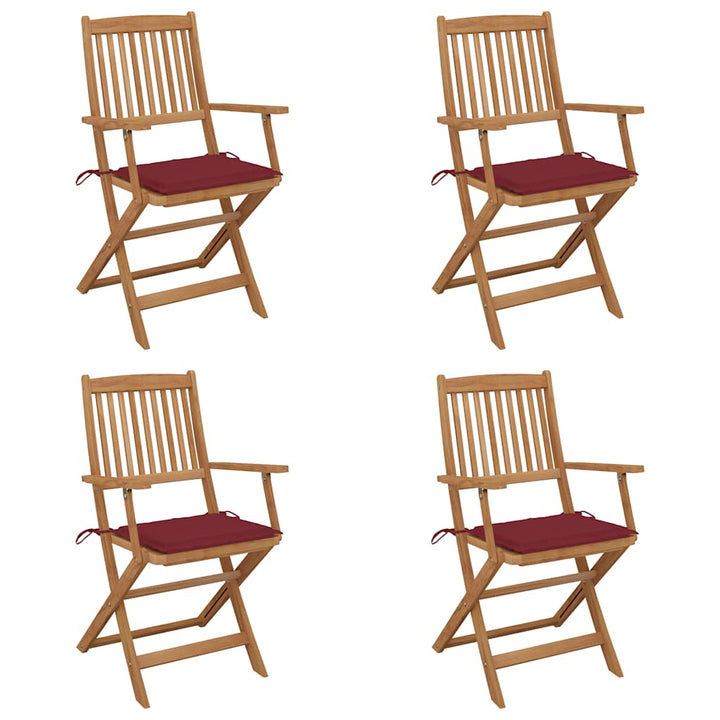 foldbare havestole 4 stk. med hynder massivt akacietræ