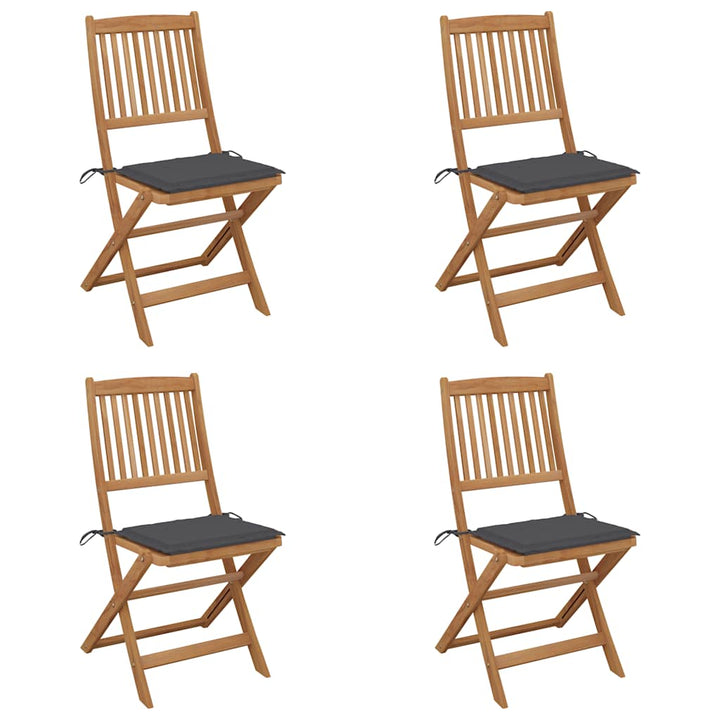 foldbare havestole 4 stk. med hynder massivt akacietræ