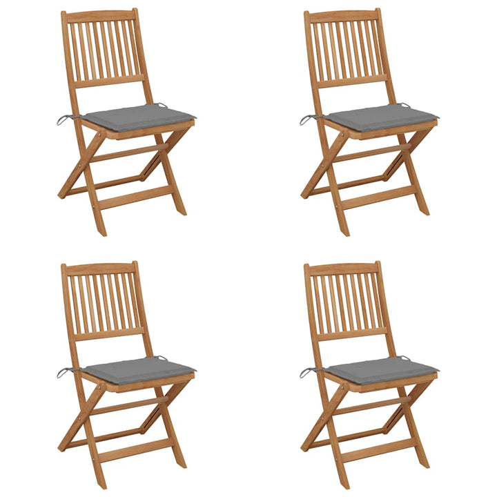 foldbare havestole 4 stk. med hynder massivt akacietræ