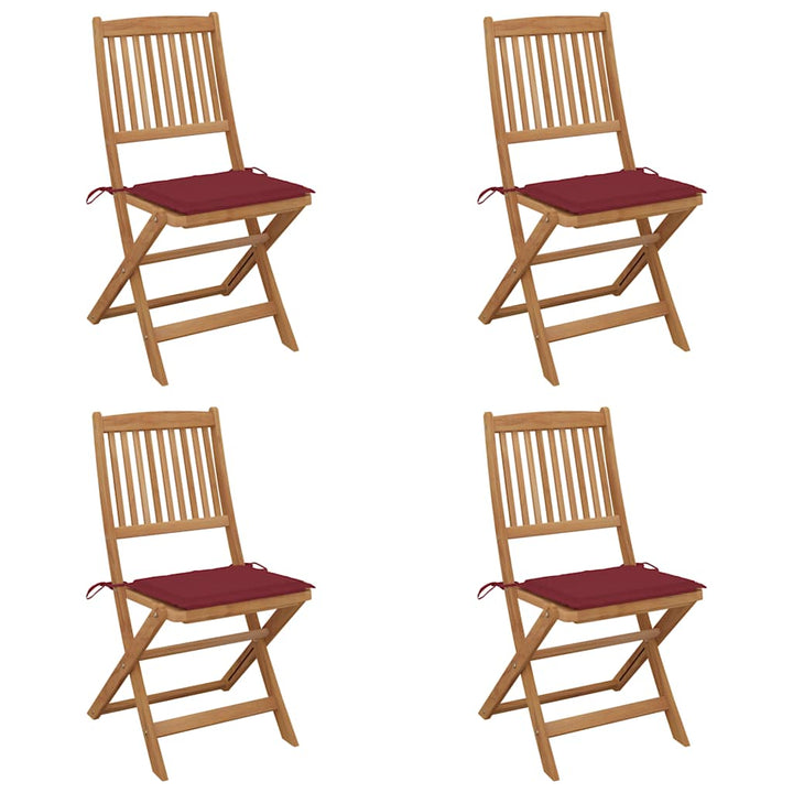 foldbare havestole 4 stk. med hynder massivt akacietræ