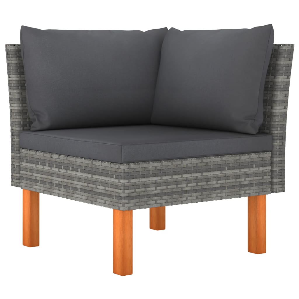 4-personers havesofa med hynder polyrattan grå