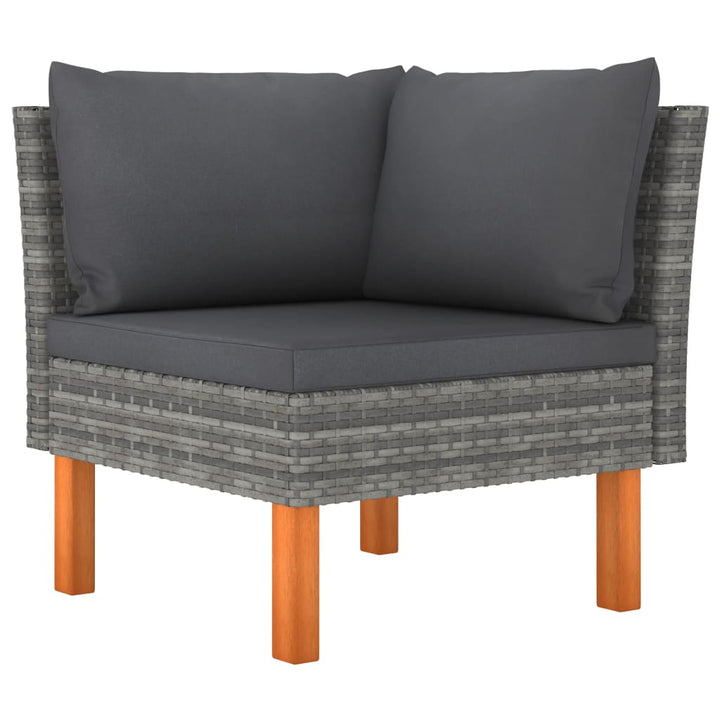 4-personers havesofa med hynder polyrattan grå