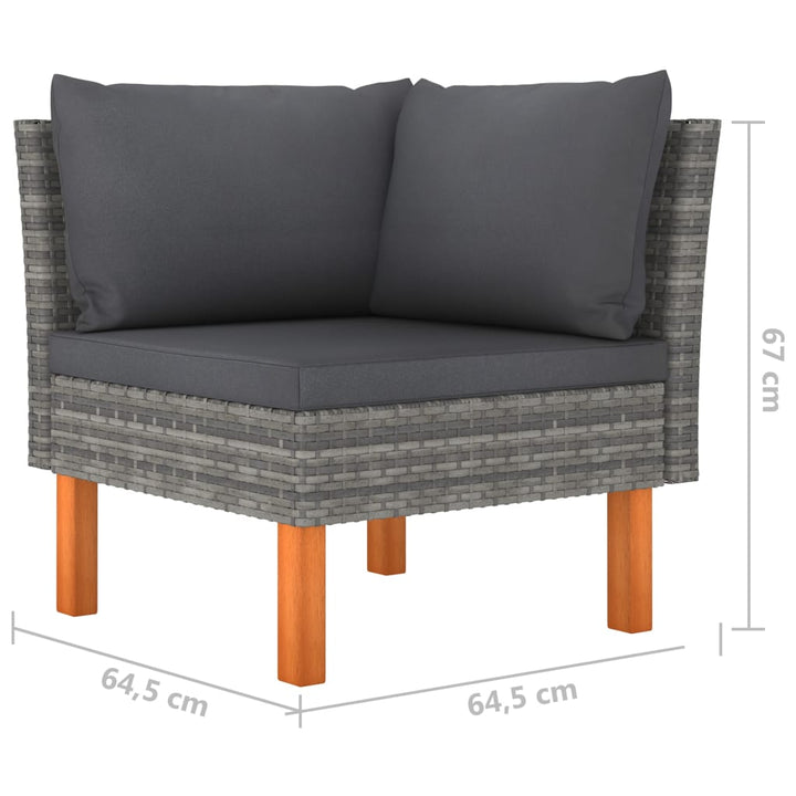 4-personers havesofa med hynder polyrattan grå