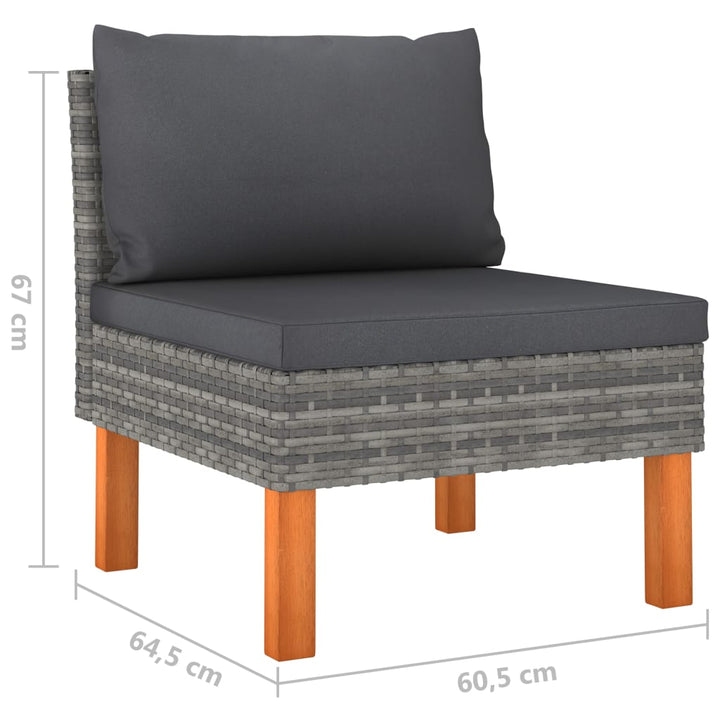 4-personers havesofa med hynder polyrattan grå