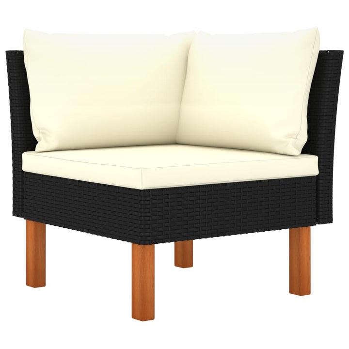 4-personers havesofa med hynder polyrattan sort