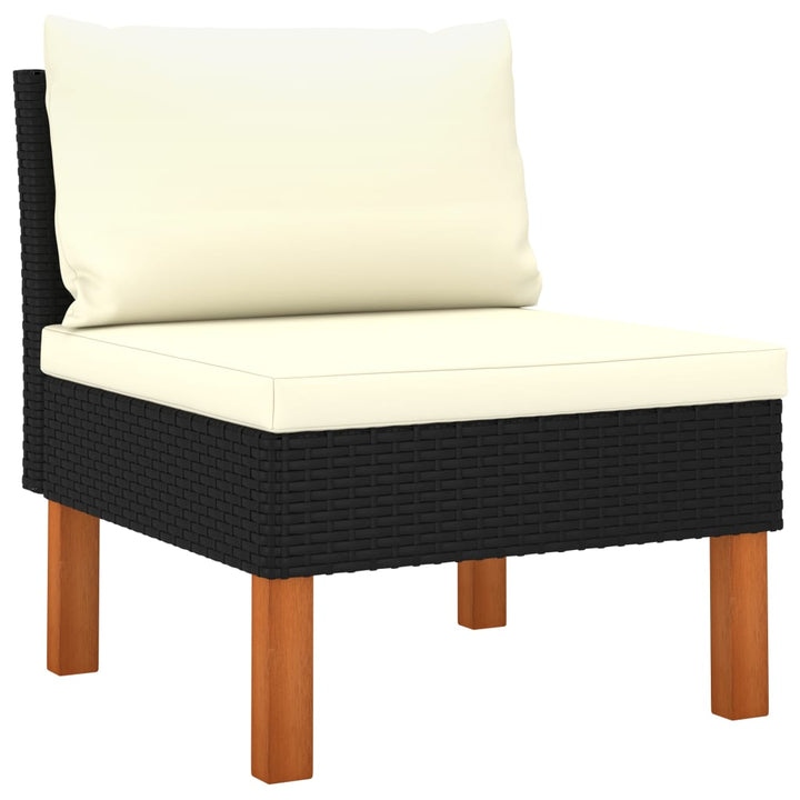 4-personers havesofa med hynder polyrattan sort