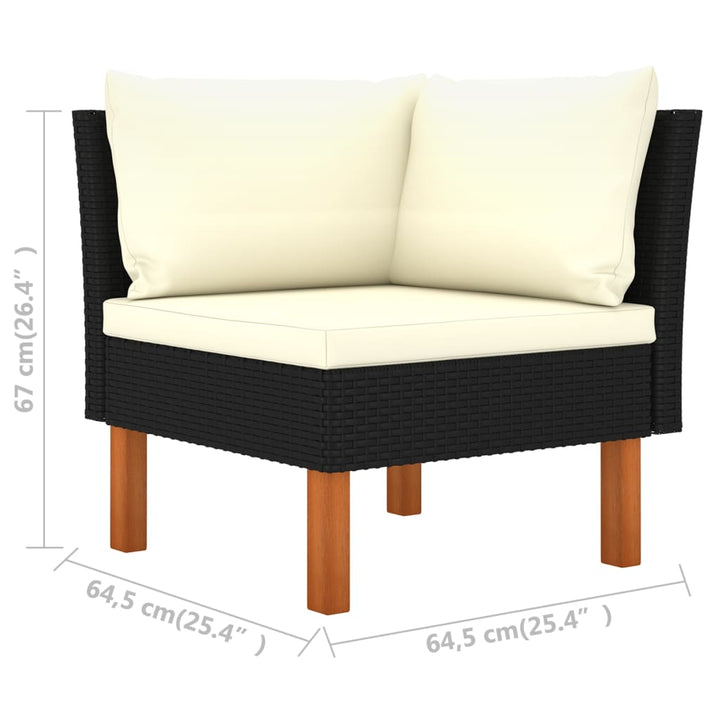 4-personers havesofa med hynder polyrattan sort