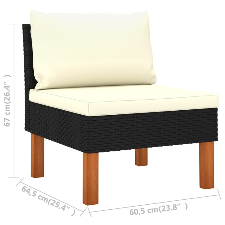 4-personers havesofa med hynder polyrattan sort