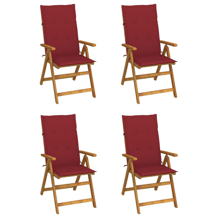 lænestole til haven 4 stk. med hynder massivt akacietræ