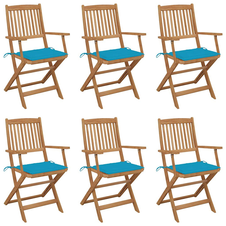 foldbare havestole 6 stk. med hynder massivt akacietræ