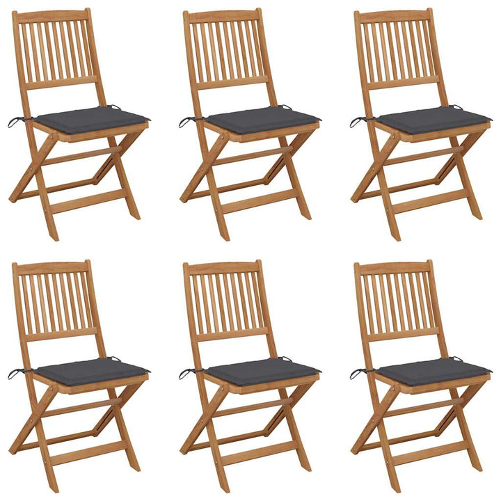 foldbare havestole 6 stk. med hynder massivt akacietræ