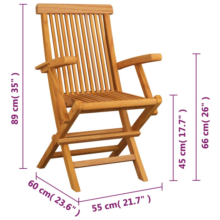 foldbare havestole 4 stk. massivt teaktræ