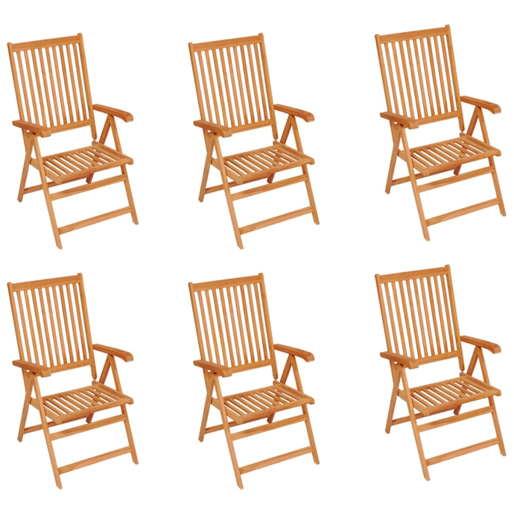havestole 6 stk. med beige hynder massivt teaktræ