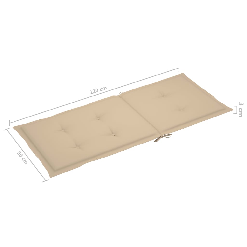 havestole 6 stk. med beige hynder massivt teaktræ