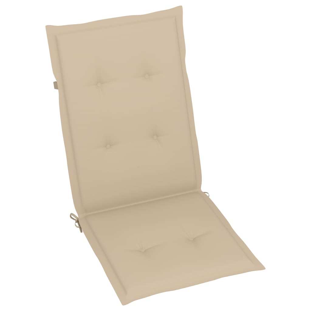 havestole 6 stk. med beige hynder massivt teaktræ