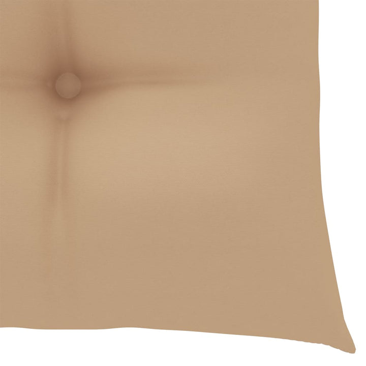 havestole med beige hynder 6 stk. massivt teaktræ