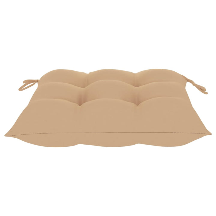 havestole med beige hynder 6 stk. massivt teaktræ