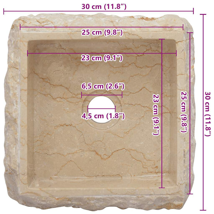 håndvask 30x30x13 cm marmor cremefarvet